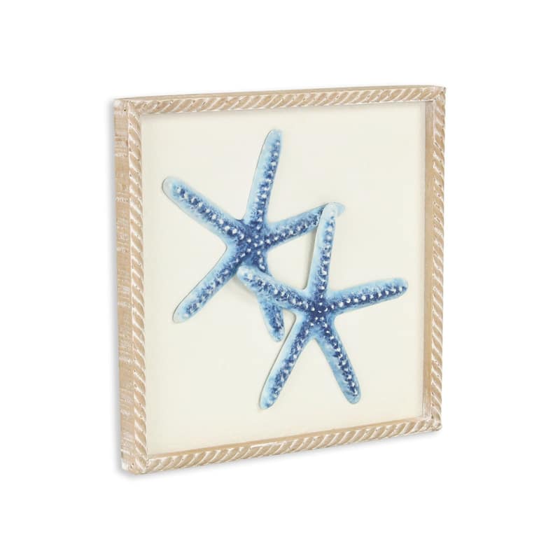 Coralia Blue Metal Starfish Relief Wall Art