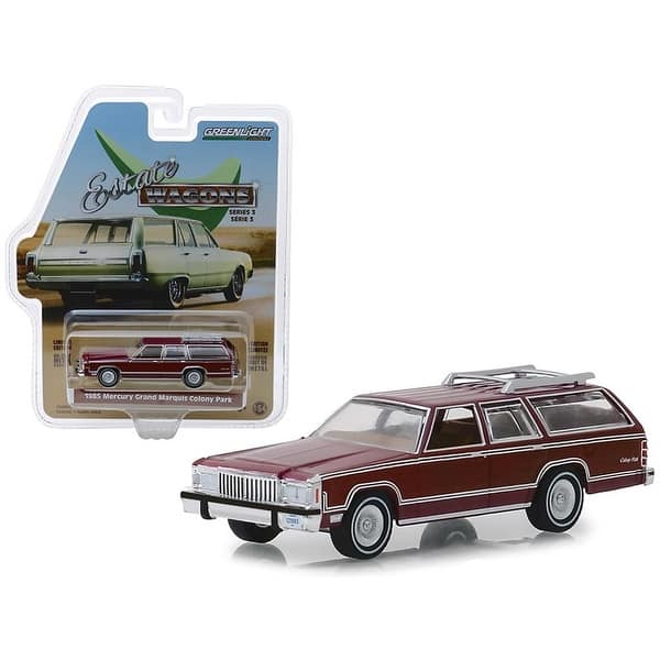 shop 1985 mercury grand marquis colony park with roof rack burgundy estate wagons series 3 1 64 diecast model car by greenlight on sale overstock 28760378 overstock com