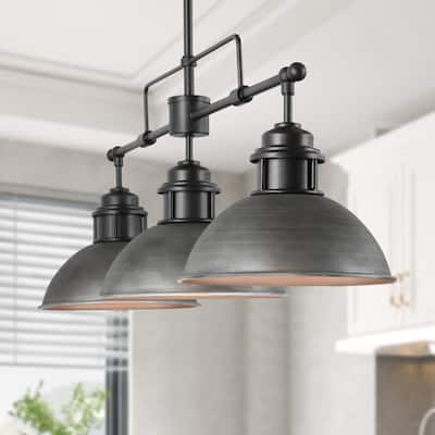 3-Light Farmhouse Retro Metal Linear Dome Pot Lid Pendant Light/Kitchen Island Lights