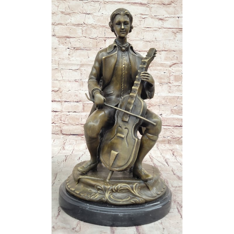 Bronze Cellist Sculpture – Classical Musician With Cello Statue