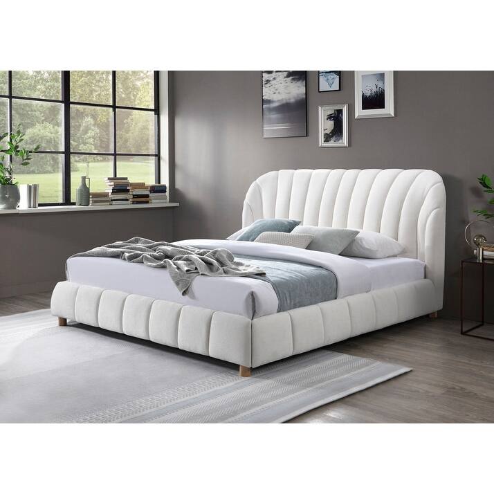 SAFAVIEH Couture Tillie Channel Tufted Bed - Ivory/Natural - King