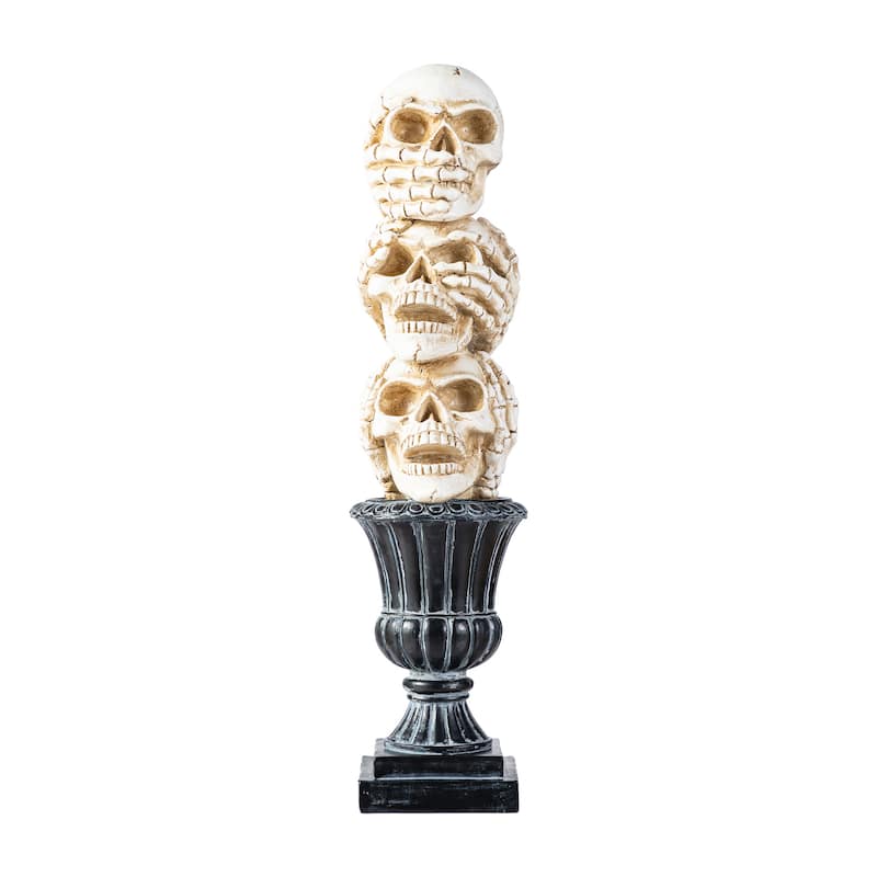 Glitzhome 18''H Halloween Resin Stacked Skull Table Decor