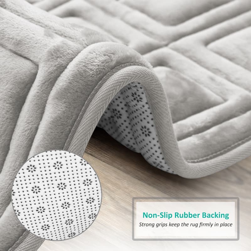 Clara Clark Ultra Soft Non Slip and Absorbent Bath Rug - Waffled Velvet Memory Foam Bath Mat