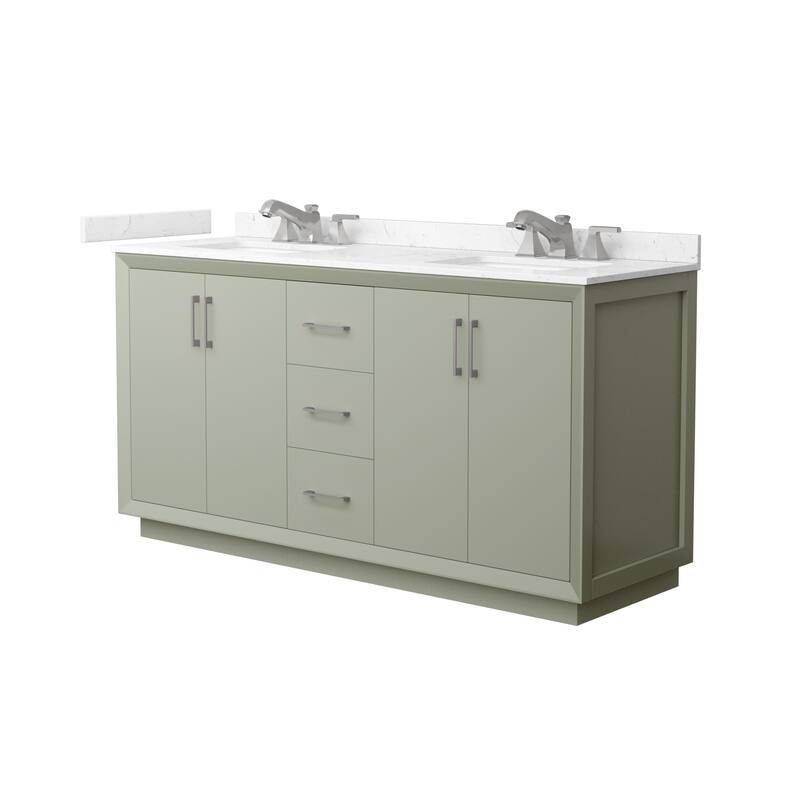 Wyndham Collection WCF4141-66D-VCA-US3MXX Strada 66" Free Standing - Light Green / Carrara Cultured Marble Top /