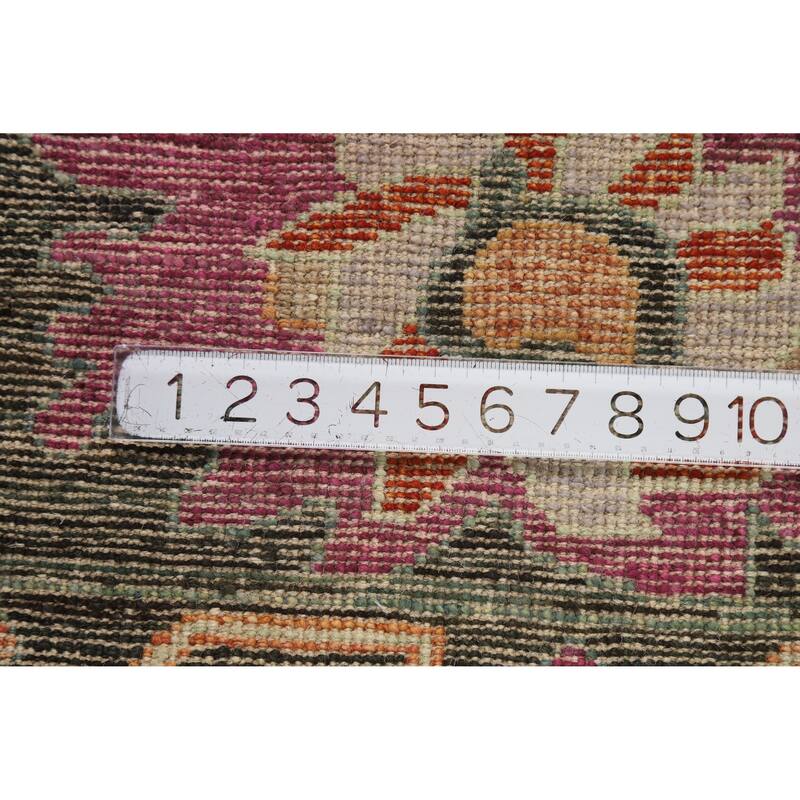 Hand Knotted Oriental 100% Wool Carpet Transitional All-Over Brown Oushak Area Rug - 9' 9'' X 8' 1''