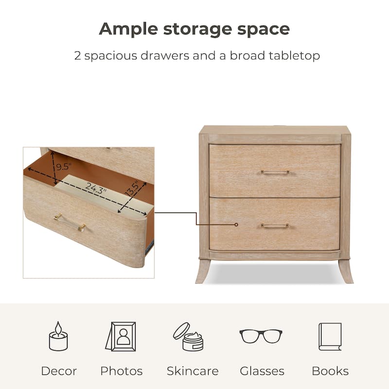 Furniture of America Kian Modern 3-Piece Natural Oak Solid Wood Chest and 2 Nightstand Bedroom Set