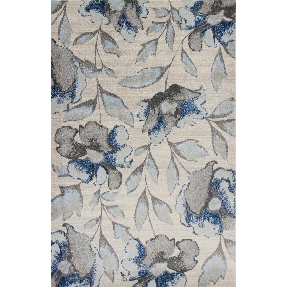 Domani Kai Grey/Blue Watercolor Florals Area Rug