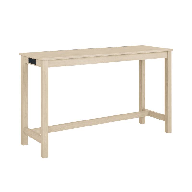 Modern 4-Piece Dining Set with Bar Table & 3 Upholstered Stools, Sofa Table with Built-In Charging Hub for Dining Room