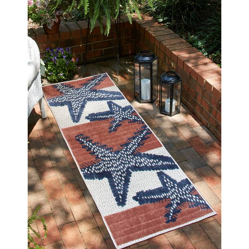 Outdoor Helena Collection Area Rug - Ivory - 2'x10'
