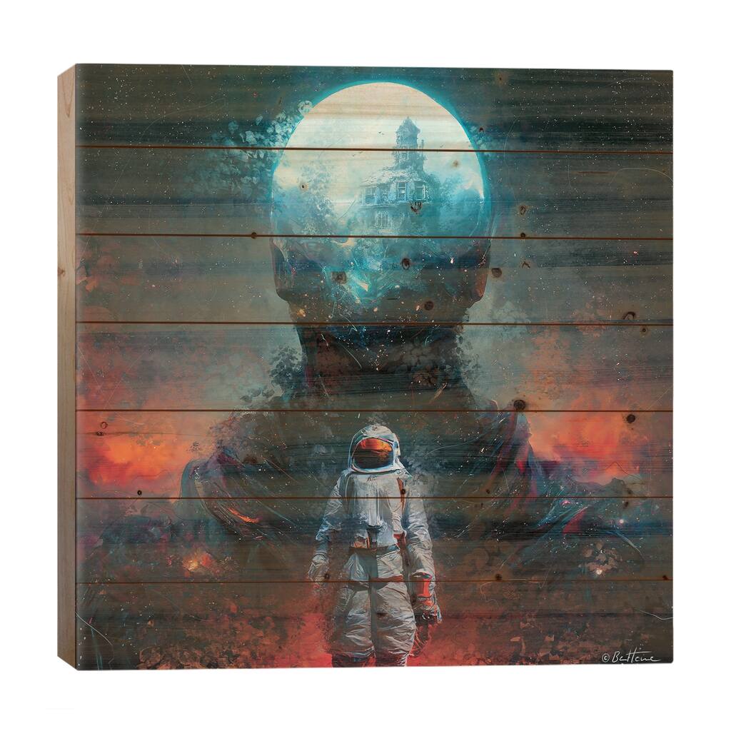 Escape And Start A New Cruise - Astro Cruise Print On Wood by Ben Heine - Multi-Color
