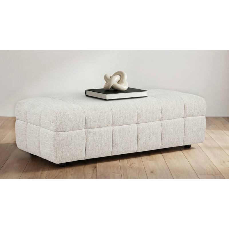 Amara Upholstered Ottoman - Ivory