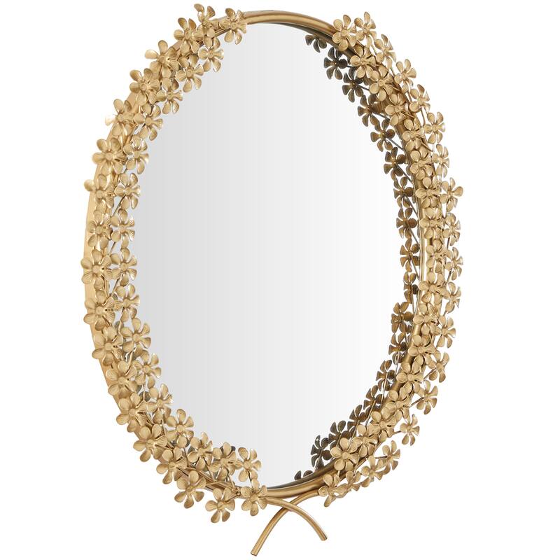 CosmoLiving by Cosmopolitan Gold Metal 3D Floral and Leaf Wall Mirror