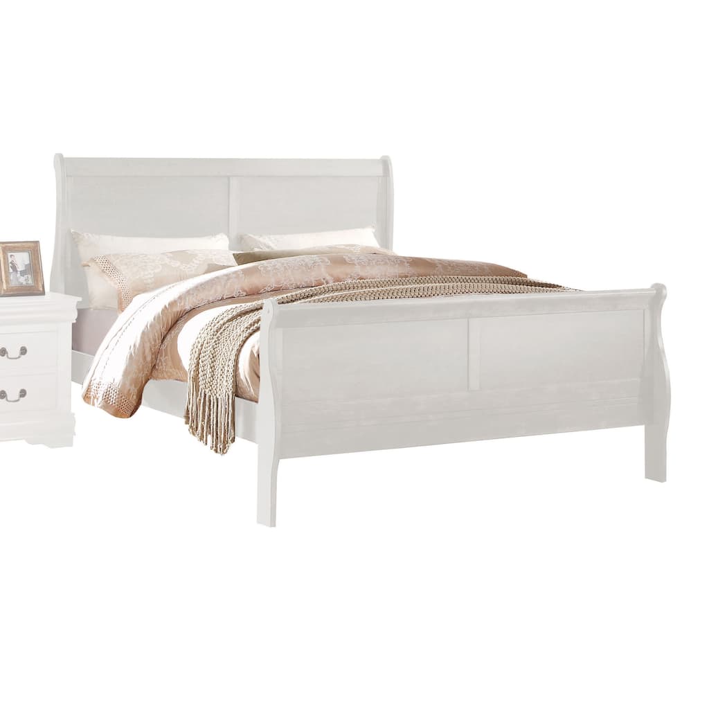 White Finish Eastern King Sleigh Bed with Curved Headboard