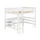 preview thumbnail 4 of 16, Full Size Wooden Loft Bed with Desk and Shelves and High Guardrail,Solid Pine Wood Frame