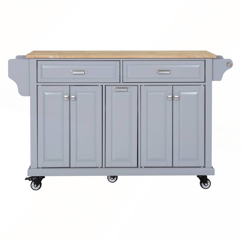 Kitchen Island with Rubber wood Countertop