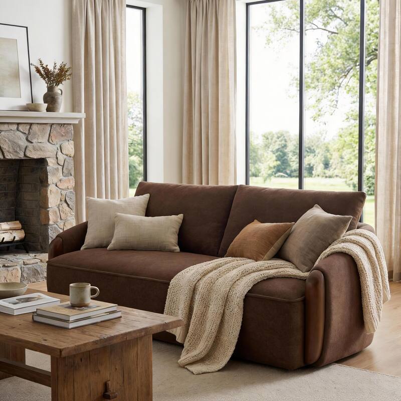 Christopher Knight Home - Curved 75" Boucle Upholstered Sofa with Solid Wood Frame