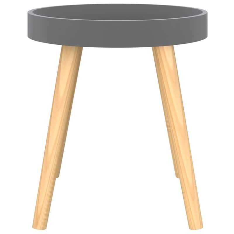 vidaXL Side Table Round End Coffee Table Engineered Wood and Solid Wood Pine - 15"x15"x15.7"