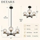 preview thumbnail 5 of 9, Modern Industrial 5-Light Matte Black/Gold Chandelier Globe Glass Shades Pendant Light Fixture for Dining Room - 22" D x 14" H
