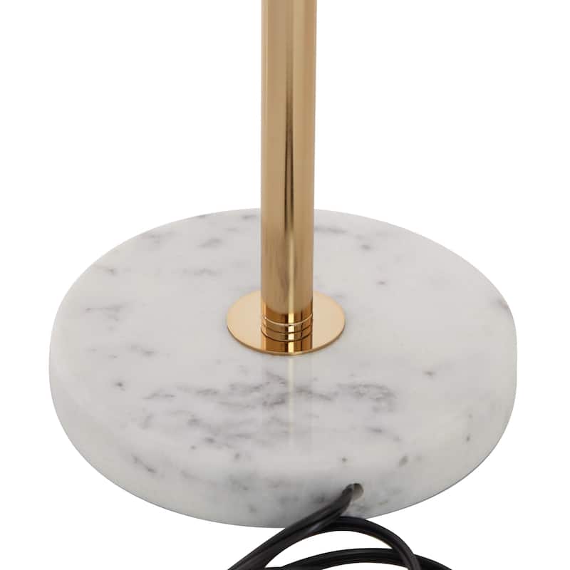 Metal Room Table Lamp with Round Ribbed Shade - White - CosmoLiving by Cosmopolitan