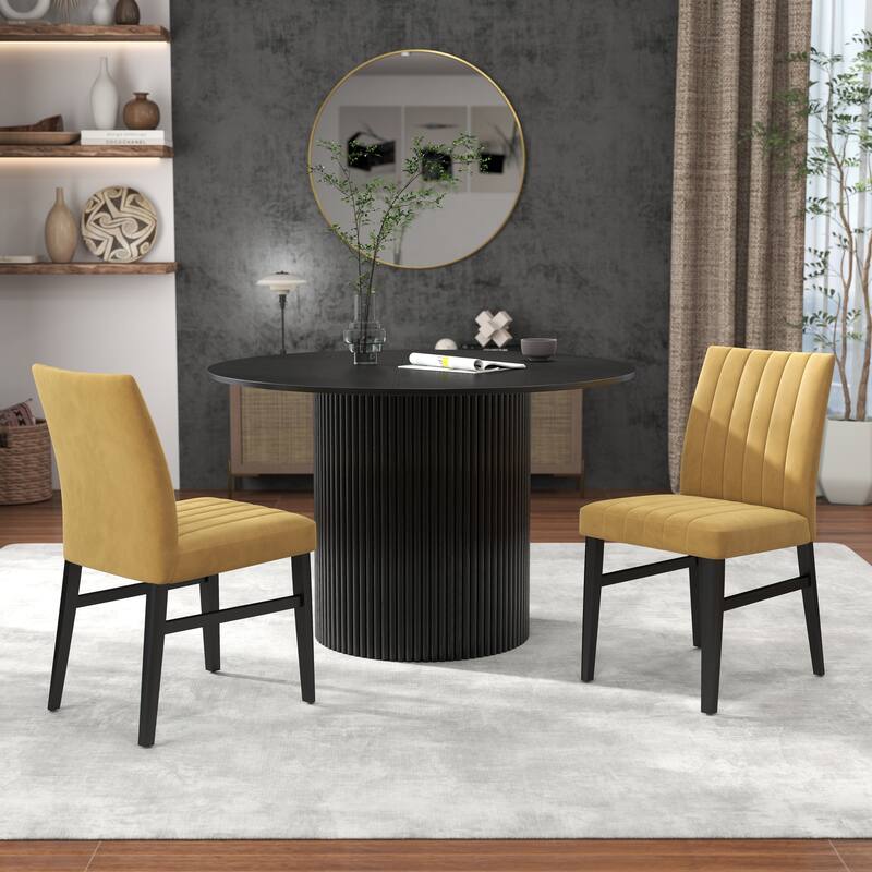 Roundhill Furniture Henriet 5-Piece Round Pedestal Dining Set