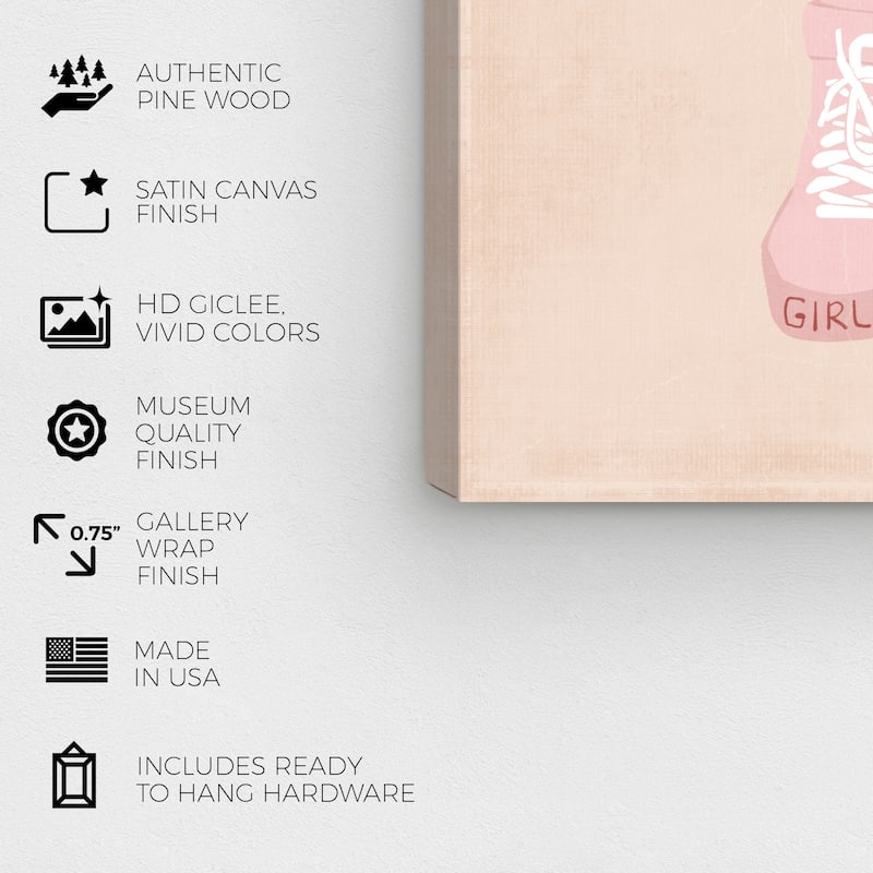 Wynwood Studio Prints Fashion and Glam Girl Boss Ready Pink and Pastel Pink Modern & Contemporary Wall Art Canvas Print