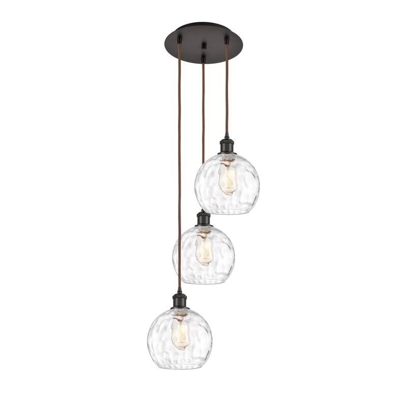 Innovations Lighting Athens Water Glass 3 Light 15" Multi-Pendant - Oil Rubbed Bronze