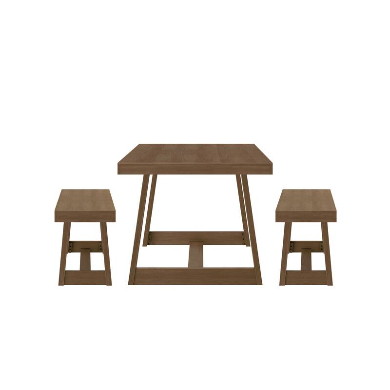 Plank and Beam 72" Classic Dining Table and Benches Set