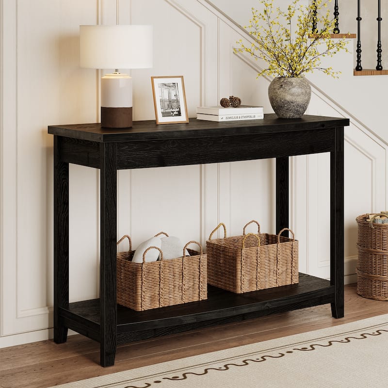 41.3" Solid Wood Console Table with Storage Shelf