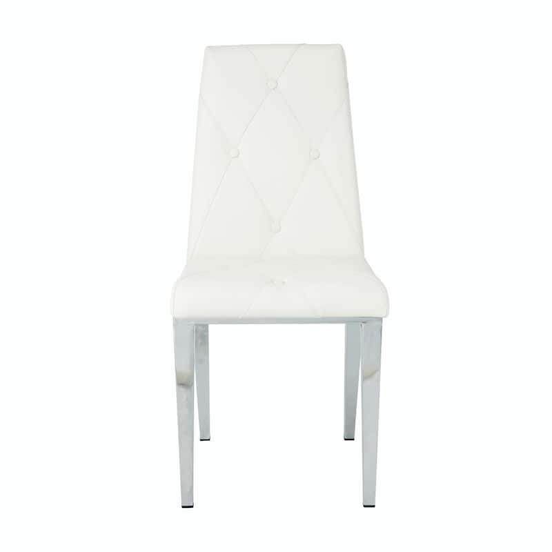 Modern Light Luxury Dining Chairs with PU Back and Electroplated Legs（Set of 2）