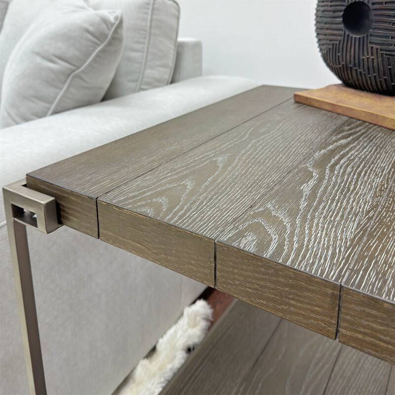 Wood Coffee Table with Metal Frame and Casters