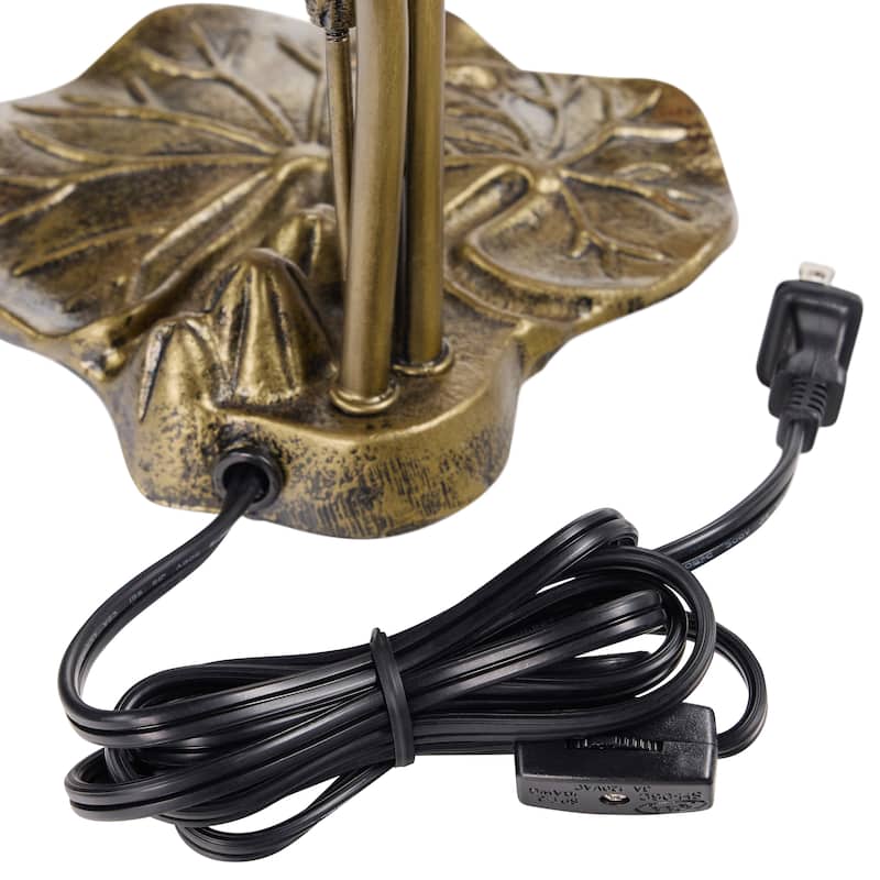 16-inch Antique Brass and Mercury Glass 3 Lily Downlight Accent Lamp - 16.25" x 11.75" x 16"