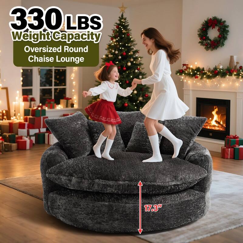 Rossetta Oversized Round Polyester Foam Chair with Pillows