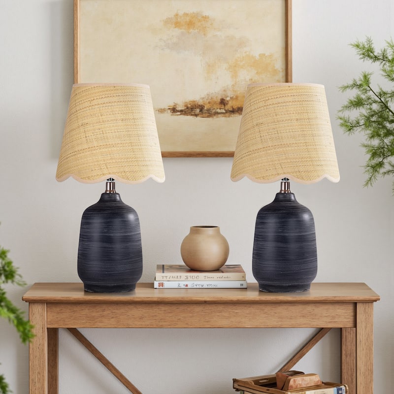 18.9" Ceramic LED Table Lamp, Living Room Lamps For End Tables