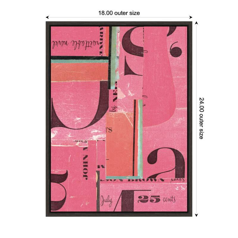 Kate and Laurel Typography Pink FC by Felicia Dadak Framed Canvas Wall Art Print