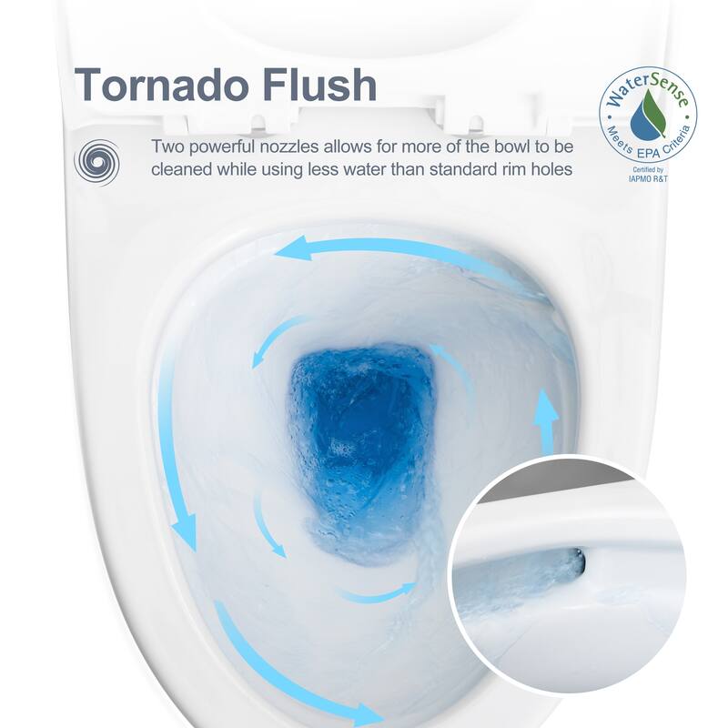 HOROW 1 Piece Dual Flush Elongated Toilet White 0.8 1.28 GPF Seat Included