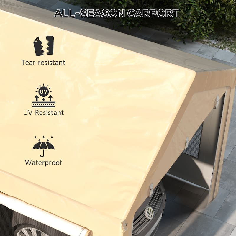 Outsunny Carport 10' x 20' Portable Garage, Height Adjustable Heavy Duty Car Port Canopy - N/A