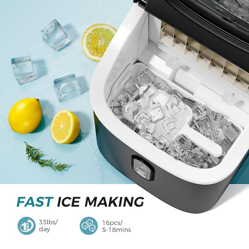 Countertop Ice Maker,Makes 9 Pieces of Ice in 6-13 Minutes, with Timer Function - 16.26*11.81*8.66in
