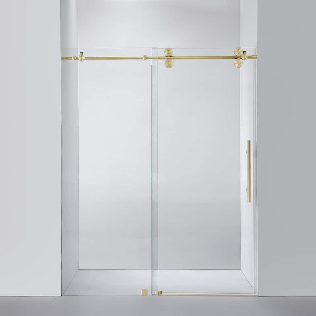 Villena 60" W x 78" H Single Sliding Shower Door,Brushed Gold - 60 inches
