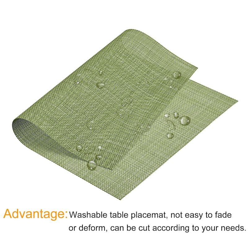 Place Mats, 450x300mm Table Mats Set of 4 PVC Washable Woven Placemat - Grass Green