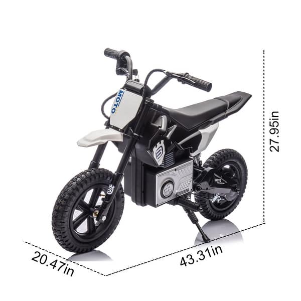 24V Kids Ride On Electric Toy Motocross Motorcycle,200W High Speed Hub Motor,Rear wheel shock absorber,Adjustable speed - Black