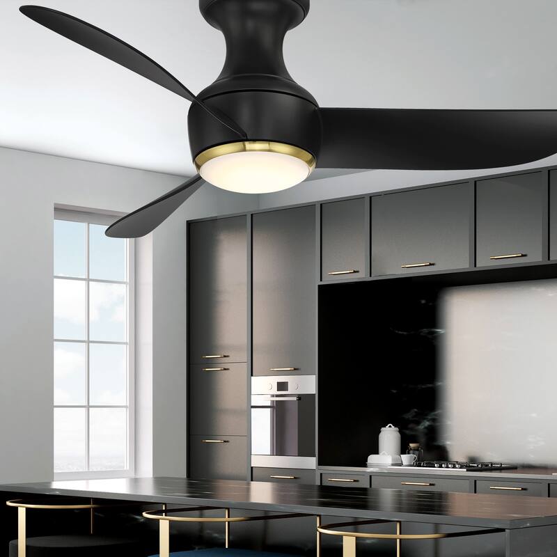 Corona 3-Blade Smart FlushMount Ceiling Fan 44in 3000K LED & Remote - N/A