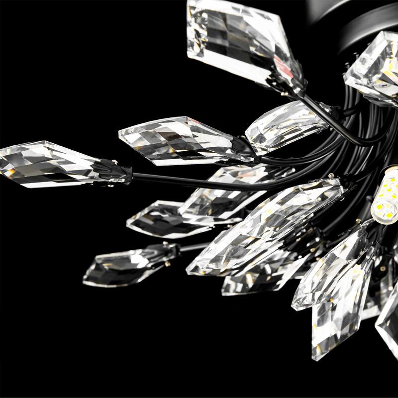 4-Light Modern Industrial Linear Cluster Crystal Flush Mount Light Sputnik Ceiling Light for Dining Room