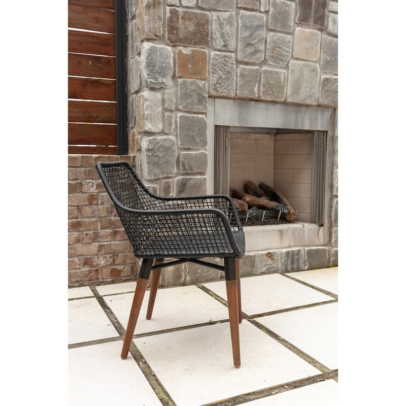 Teak Wood And Synthetic Rattan Outdoor Armchair by East at Main