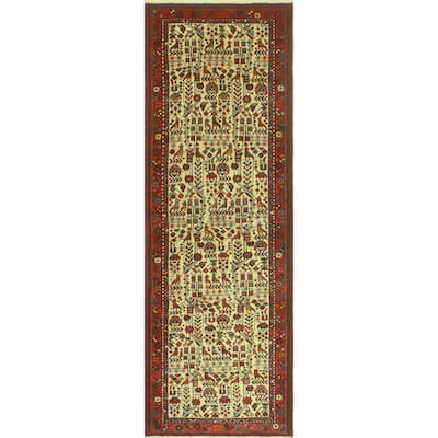 Fine Vintage Distressed Haylee Ivory/Red Runner - 3'4" x 9'10"