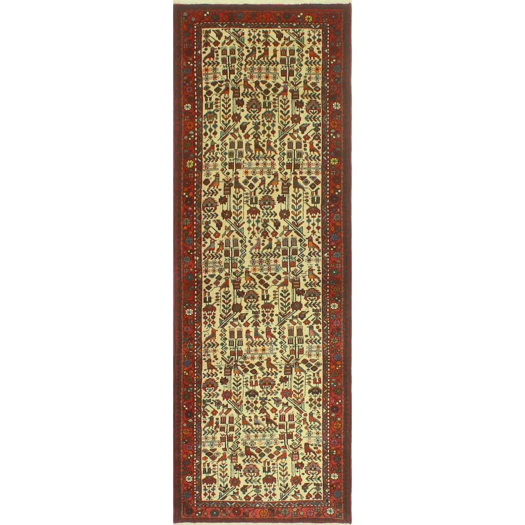 Fine Vintage Distressed Haylee Ivory/Red Runner - 3'4" x 9'10"