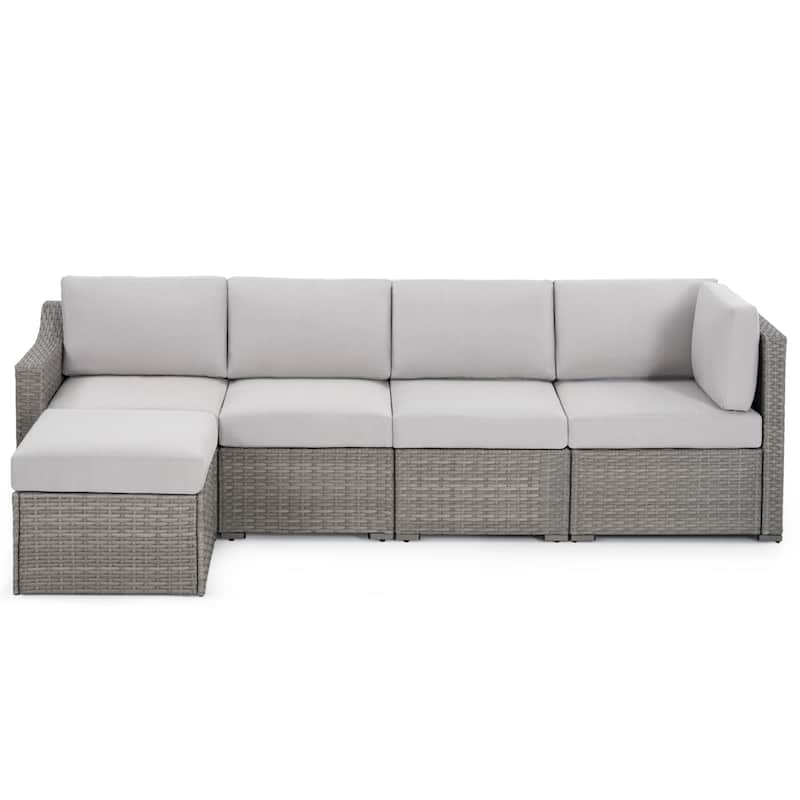5 Piece Patio Sectional Conversation Set - Beige