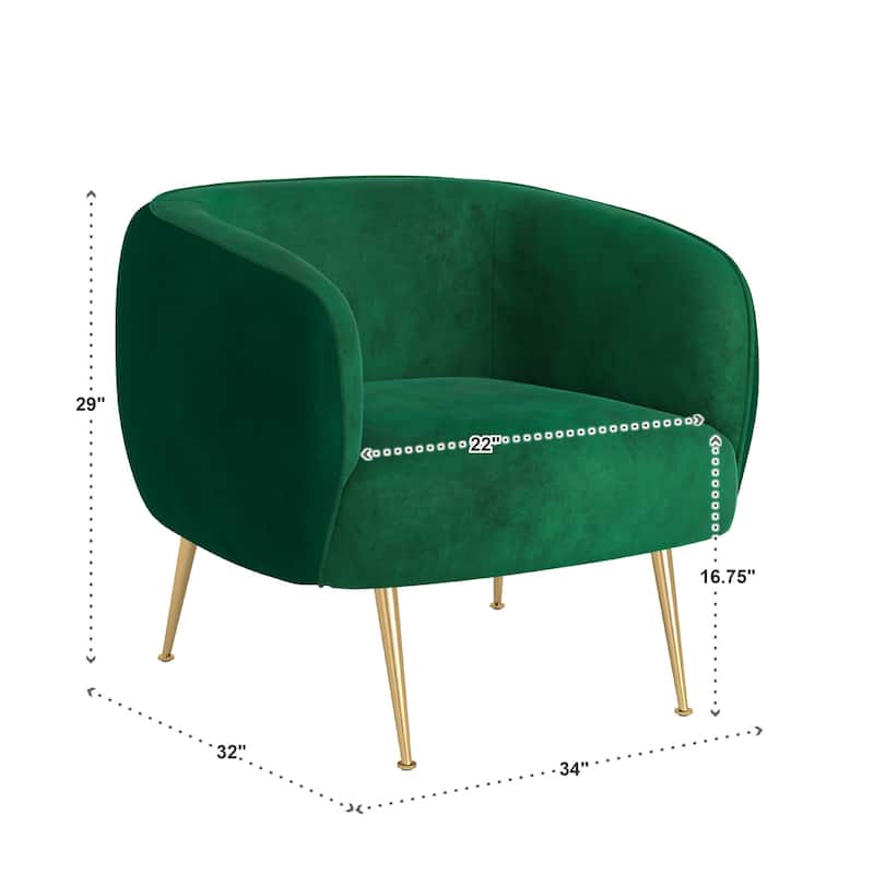 Roman Brass Finish Velvet Upholstered Accent Chair by iNSPIRE Q Bold
