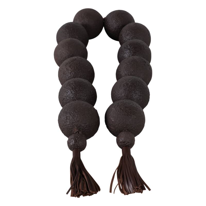 Ecomix Bead Strand with Leather Tassels and Chiseled Texture Detailing - 53" x 3" x 3"
