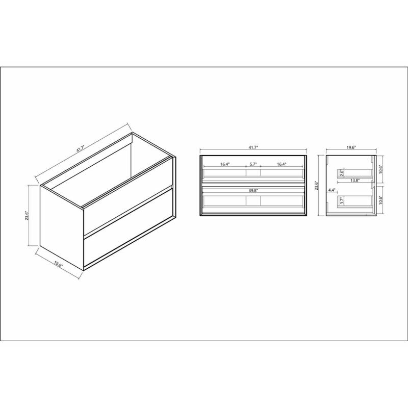 Selina 42" Wall Mounted Vanity with Single Sink - 42