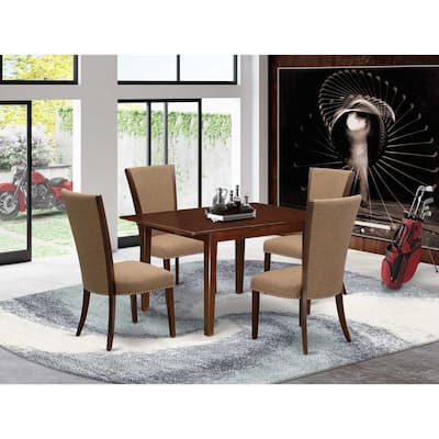 5-Piece Mahogany Finish Solid Wood Top - Dining Room Set - Seats 4